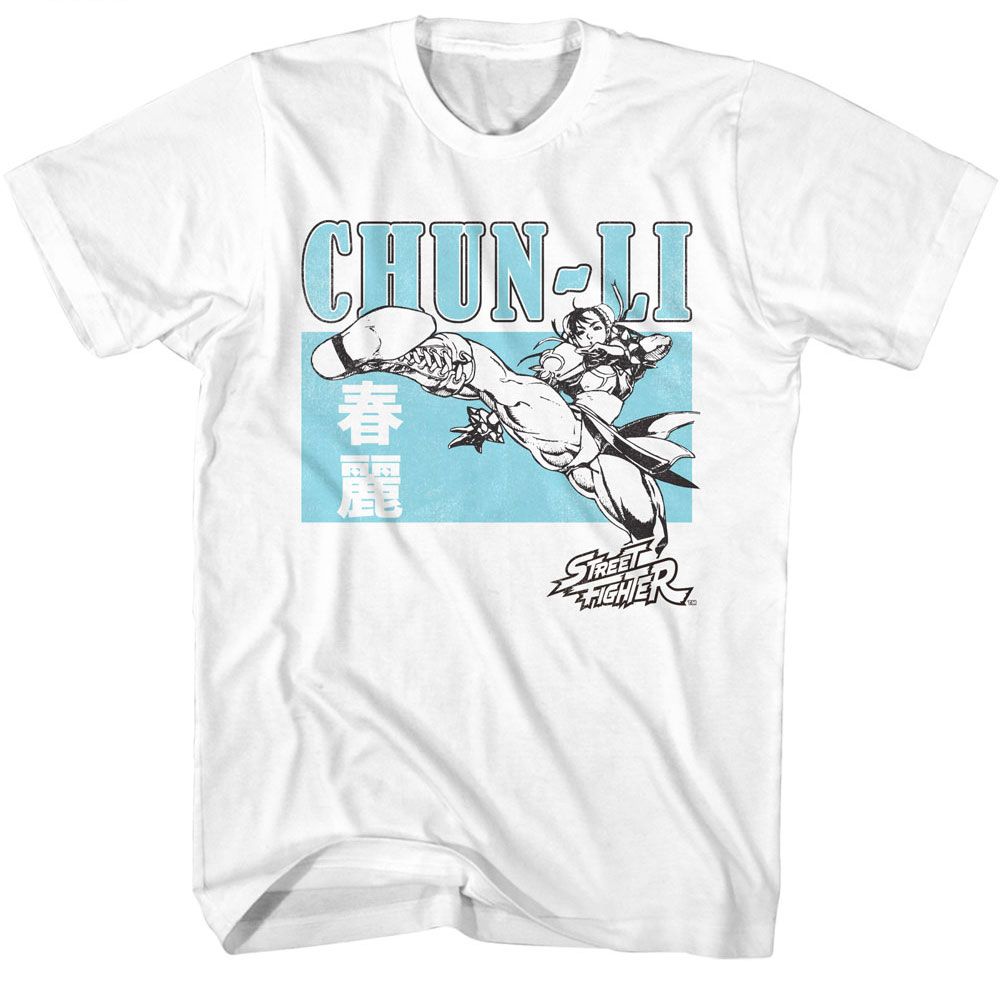 STREET FIGHTER-STREET FIGHTER CHUN LI CHARACTER BLOCK-WHITE ADULT S/S TSHIRT