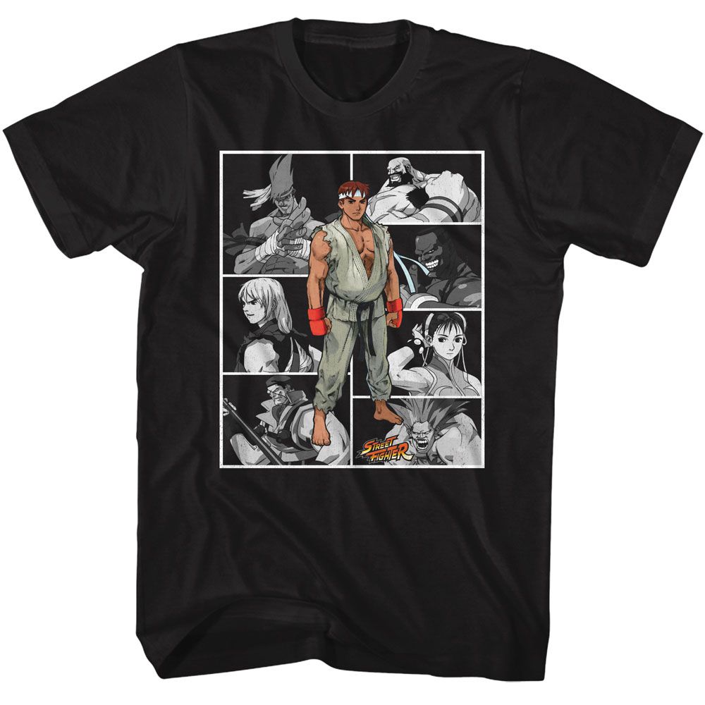 STREET FIGHTER-STREET FIGHTER FIGHTERS IN BOXES-BLACK ADULT S/S TSHIRT