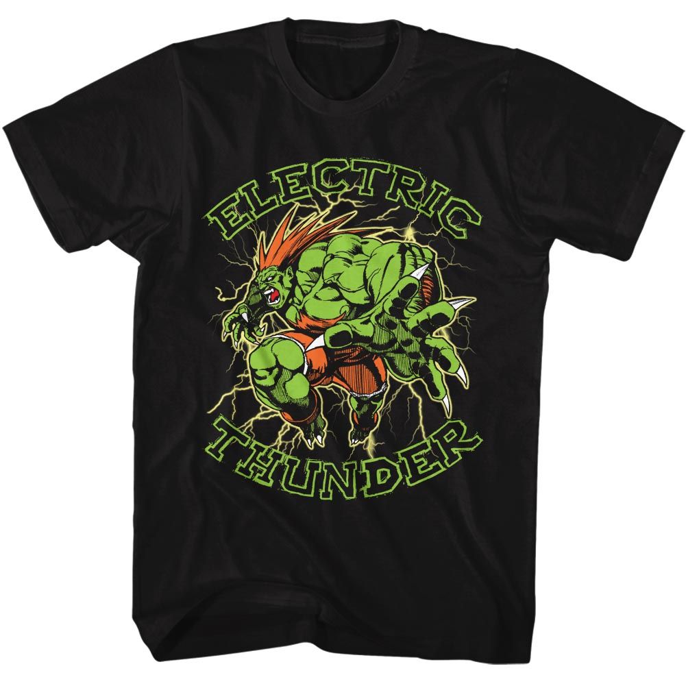 STREET FIGHTER-ELECTRIC THUNDER-BLACK ADULT S/S TSHIRT