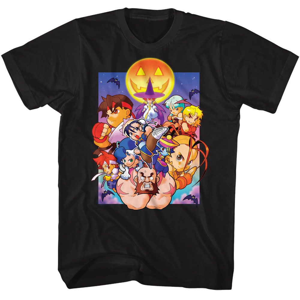 STREET FIGHTER-STREET FIGHTER POCKET FIGHTERS SPOOKY-BLACK ADULT S/S TSHIRT