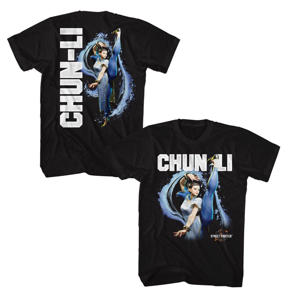 STREET FIGHTER-STREET FIGHTER CHUN LI CHARACTER-BLACK ADULT S/S TSHIRT