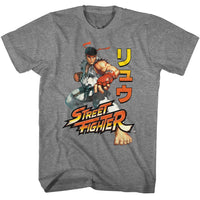Thumbnail for STREET FIGHTER-STREET FIGHTER RYU POSE STREET FIGHTER 5-GRAPHITE HEATHER ADULT S/S TSHIRT