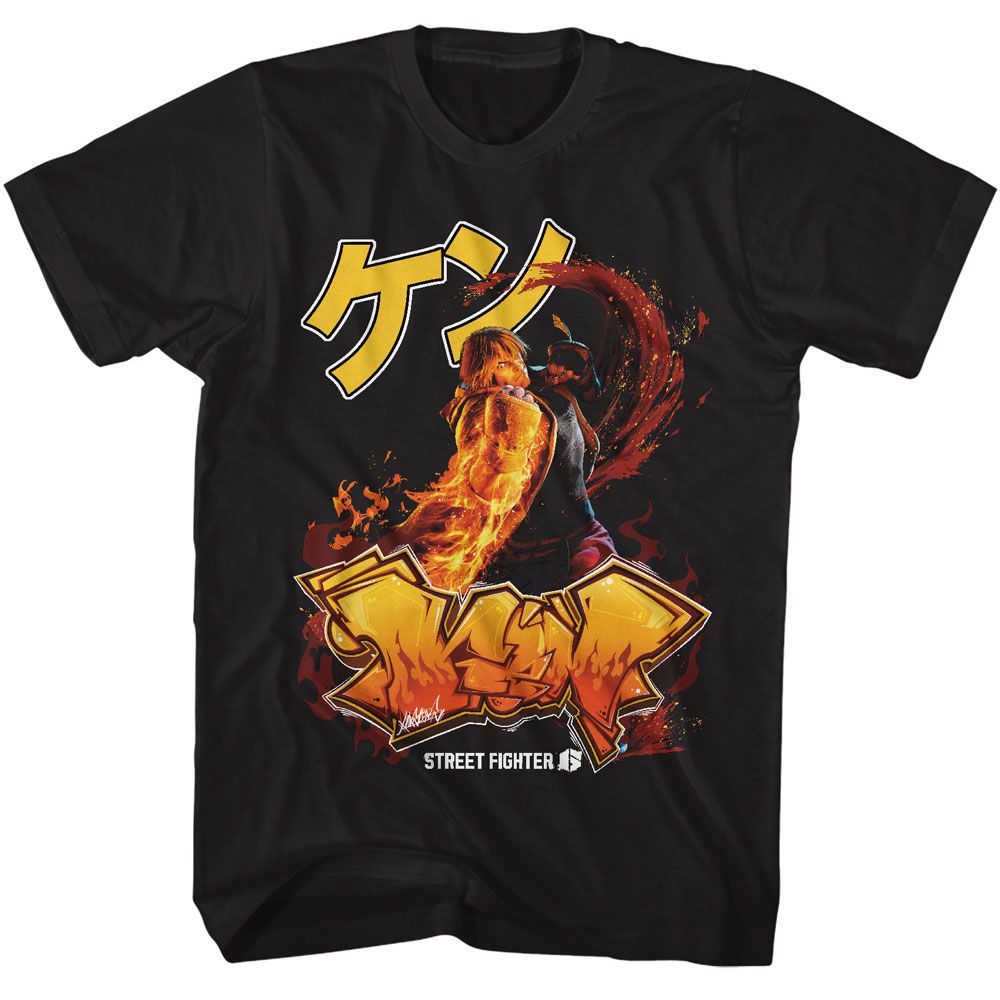 STREET FIGHTER-STREET FIGHTER KEN GRAFITTI-BLACK ADULT S/S TSHIRT