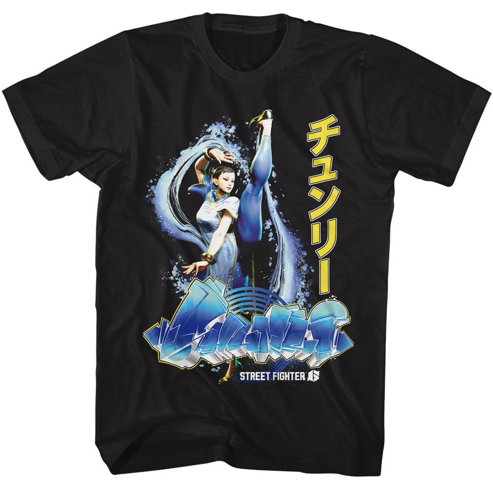 STREET FIGHTER-STREET FIGHTER CHUN LI GRAFFITI-BLACK ADULT S/S TSHIRT