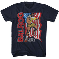 Thumbnail for STREET FIGHTER-STREET FIGHTER BALROG AND FLAG-NAVY ADULT S/S TSHIRT