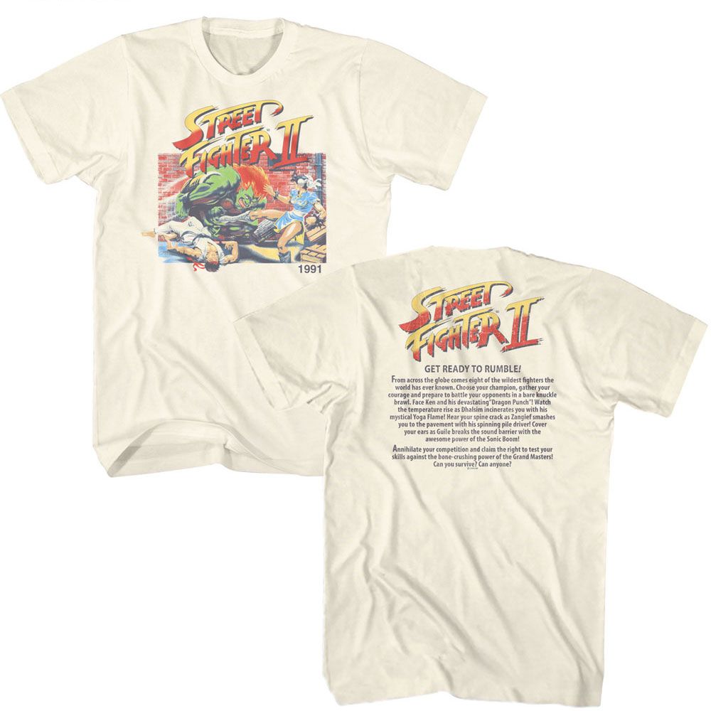 STREET FIGHTER-STREET FIGHTER READY TO RUMBLE FRONT AND BACK-NATURAL ADULT S/S TSHIRT