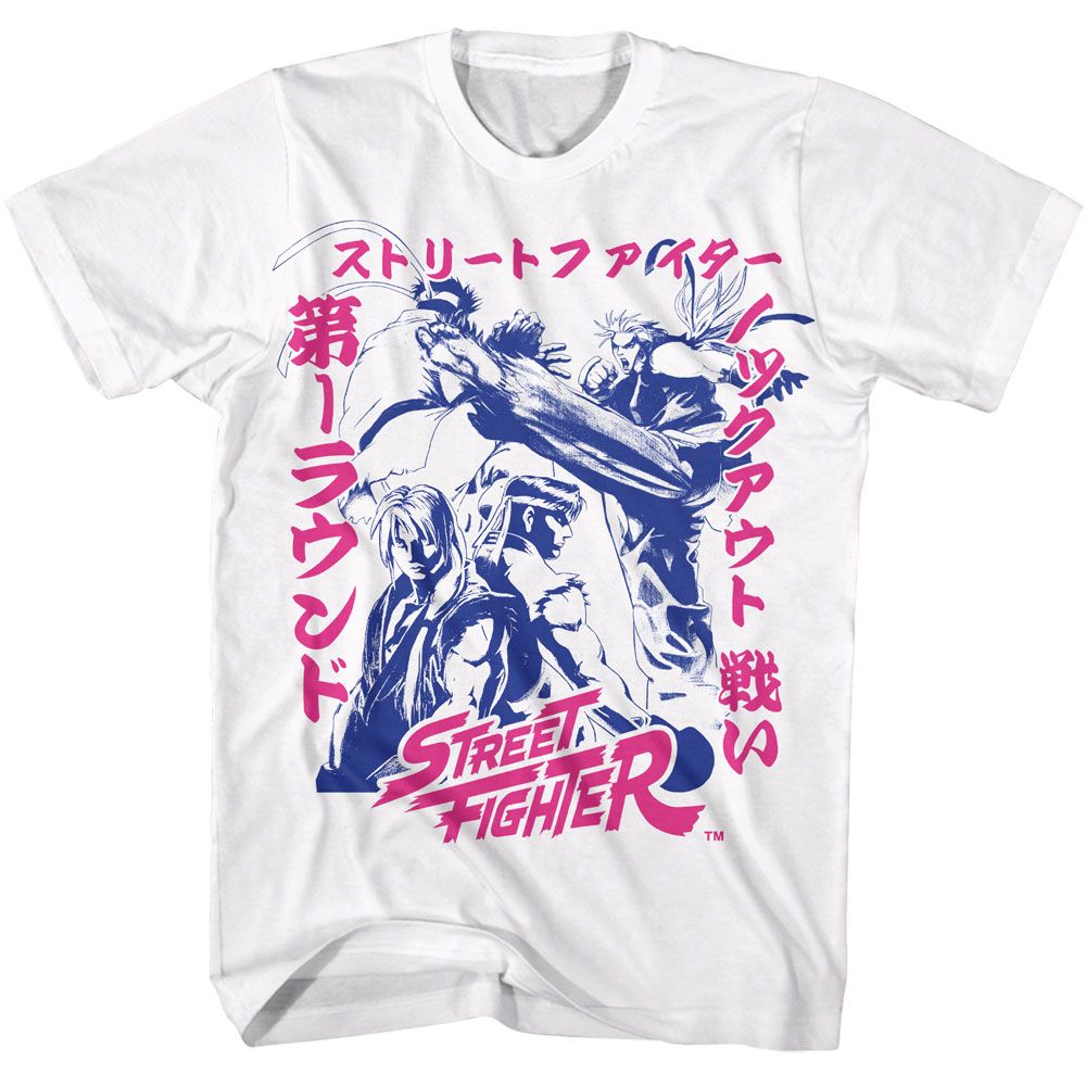 STREET FIGHTER-STREET FIGHTER TWO TONE JAPANESE GRAPHICS-WHITE ADULT S/S TSHIRT