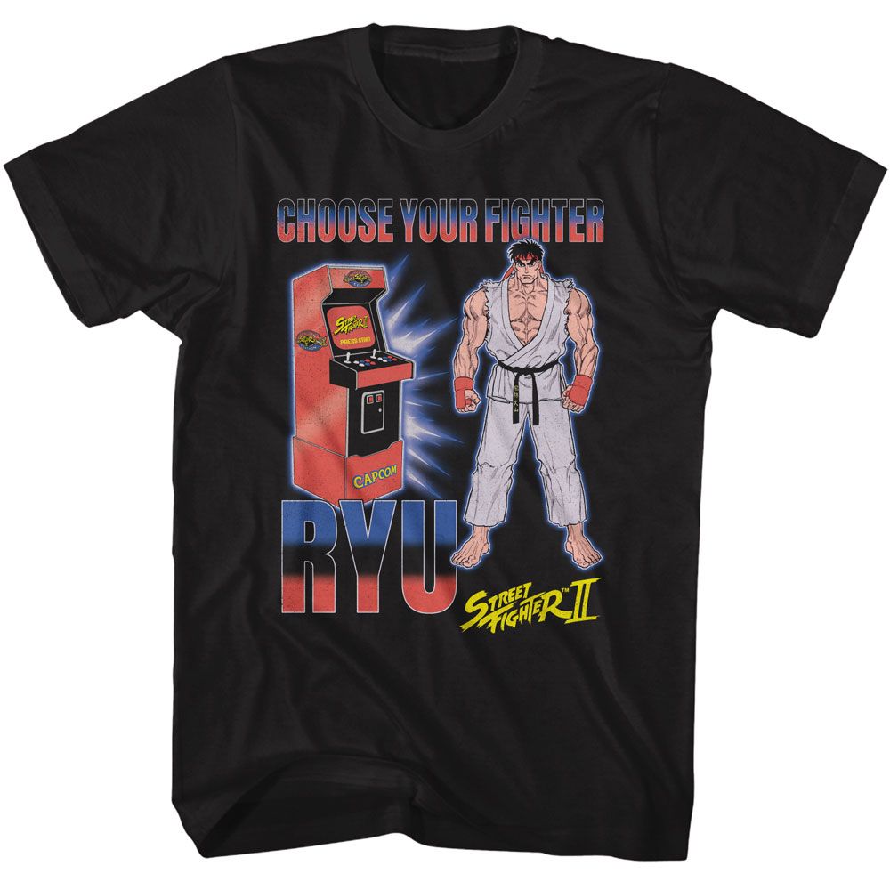 STREET FIGHTER-STREET FIGHTER ARCADE RYU-BLACK ADULT S/S TSHIRT