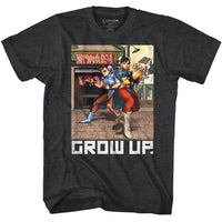 Thumbnail for STREET FIGHTER-GROW UP-BLACK HEATHER ADULT S/S TSHIRT