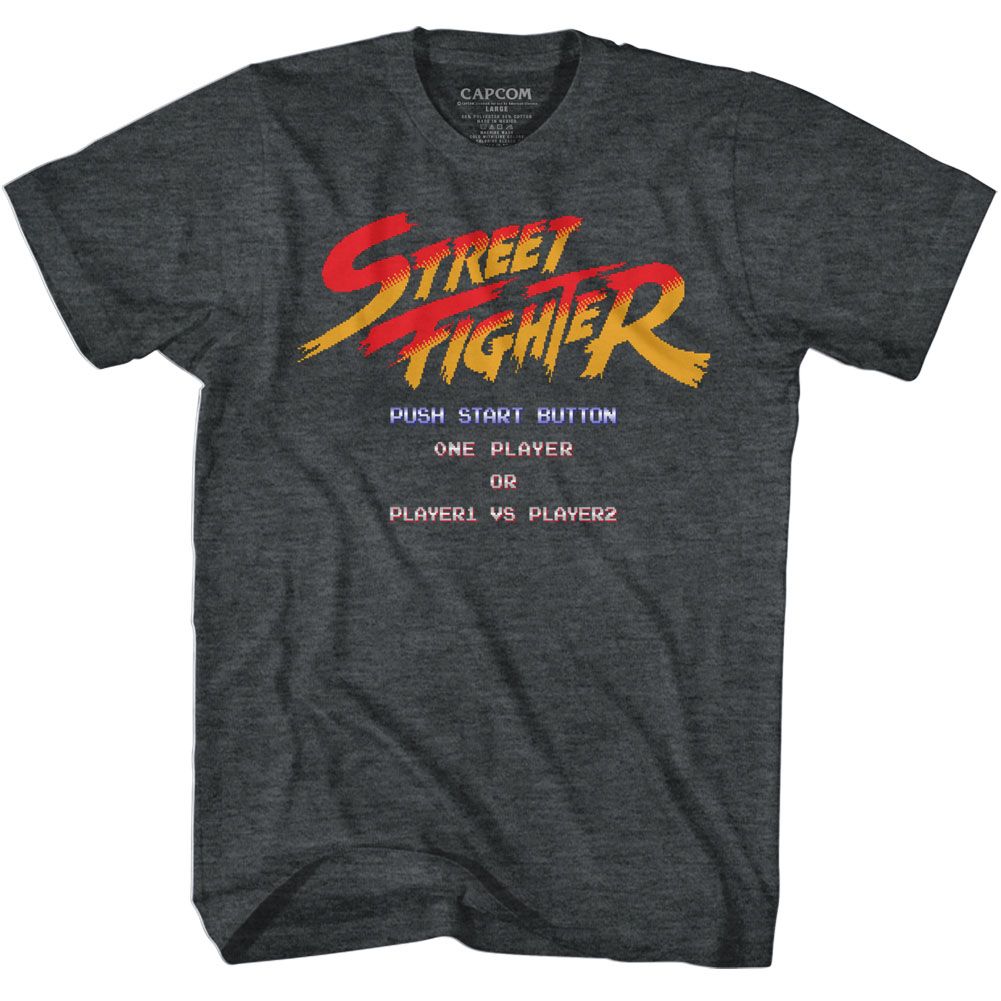 STREET FIGHTER-START SCREEN-BLACK HEATHER ADULT S/S TSHIRT
