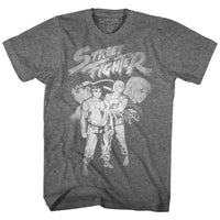 Thumbnail for STREET FIGHTER-SF ALPHA 3 RYU-KEN-GRAPHITE HEATHER ADULT S/S TSHIRT
