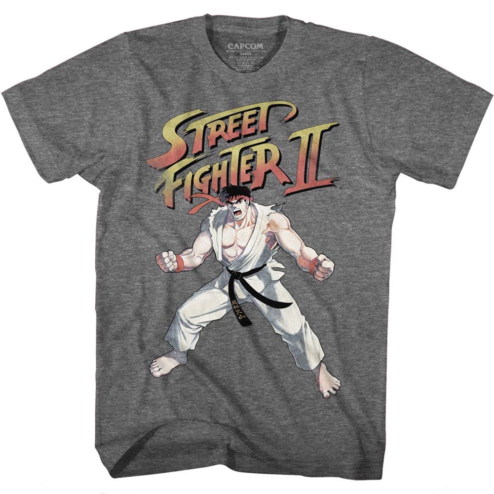 STREET FIGHTER-RYU-GRAPHITE HEATHER ADULT S/S TSHIRT