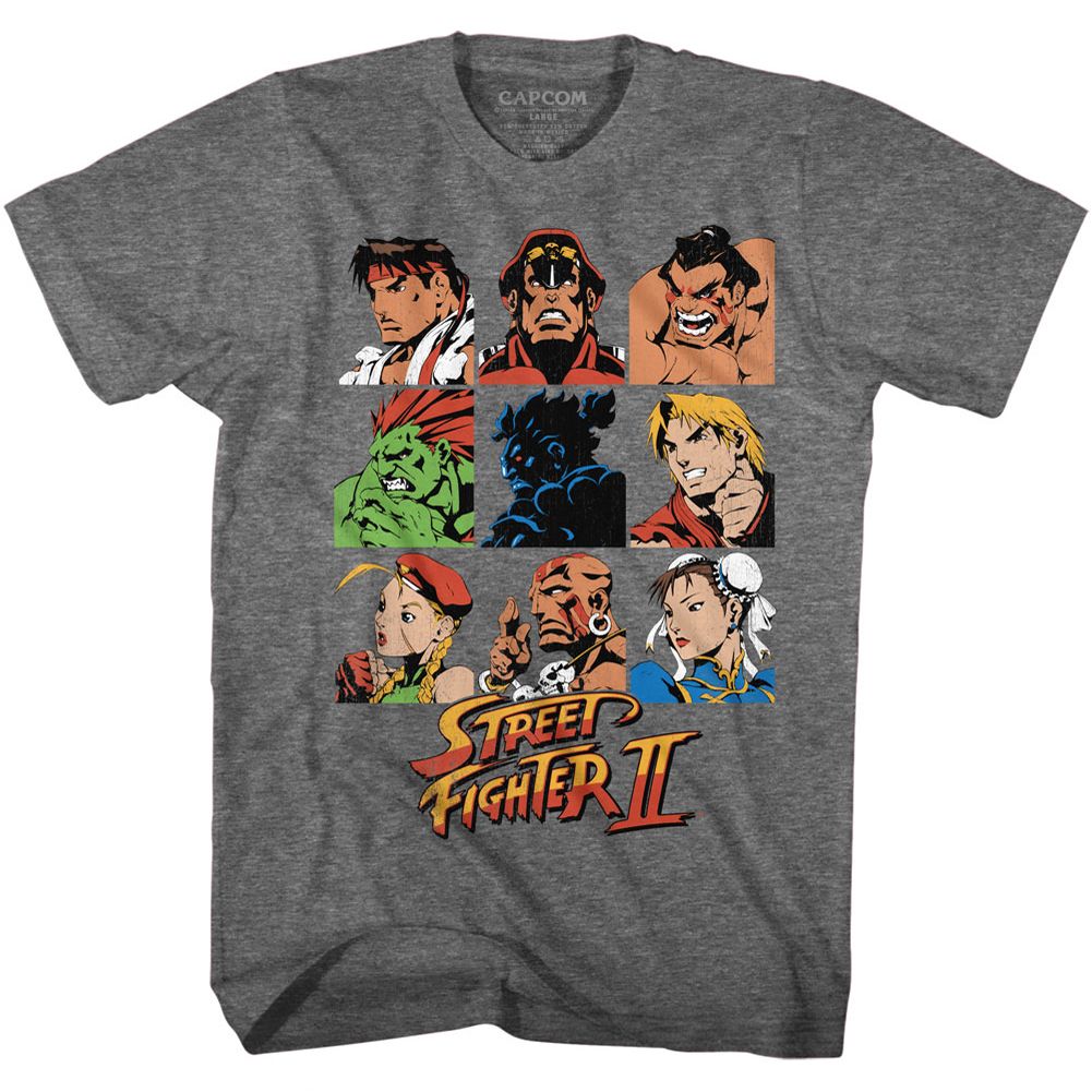 STREET FIGHTER-SF2SHDRCAST-GRAPHITE HEATHER ADULT S/S TSHIRT