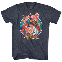 Thumbnail for STREET FIGHTER-GROUP CIRCLE-NAVY HEATHER ADULT S/S TSHIRT