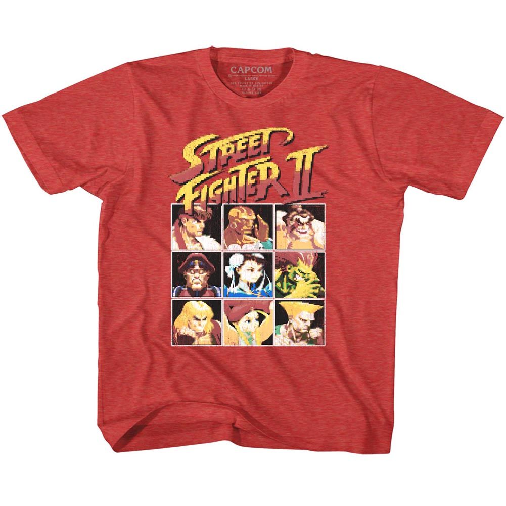 STREET FIGHTER-8BIT-RED HEATHER YOUTH S/S TSHIRT