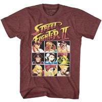 Thumbnail for STREET FIGHTER-8BIT-VINTAGE MAROON HEATHER ADULT S/S TSHIRT