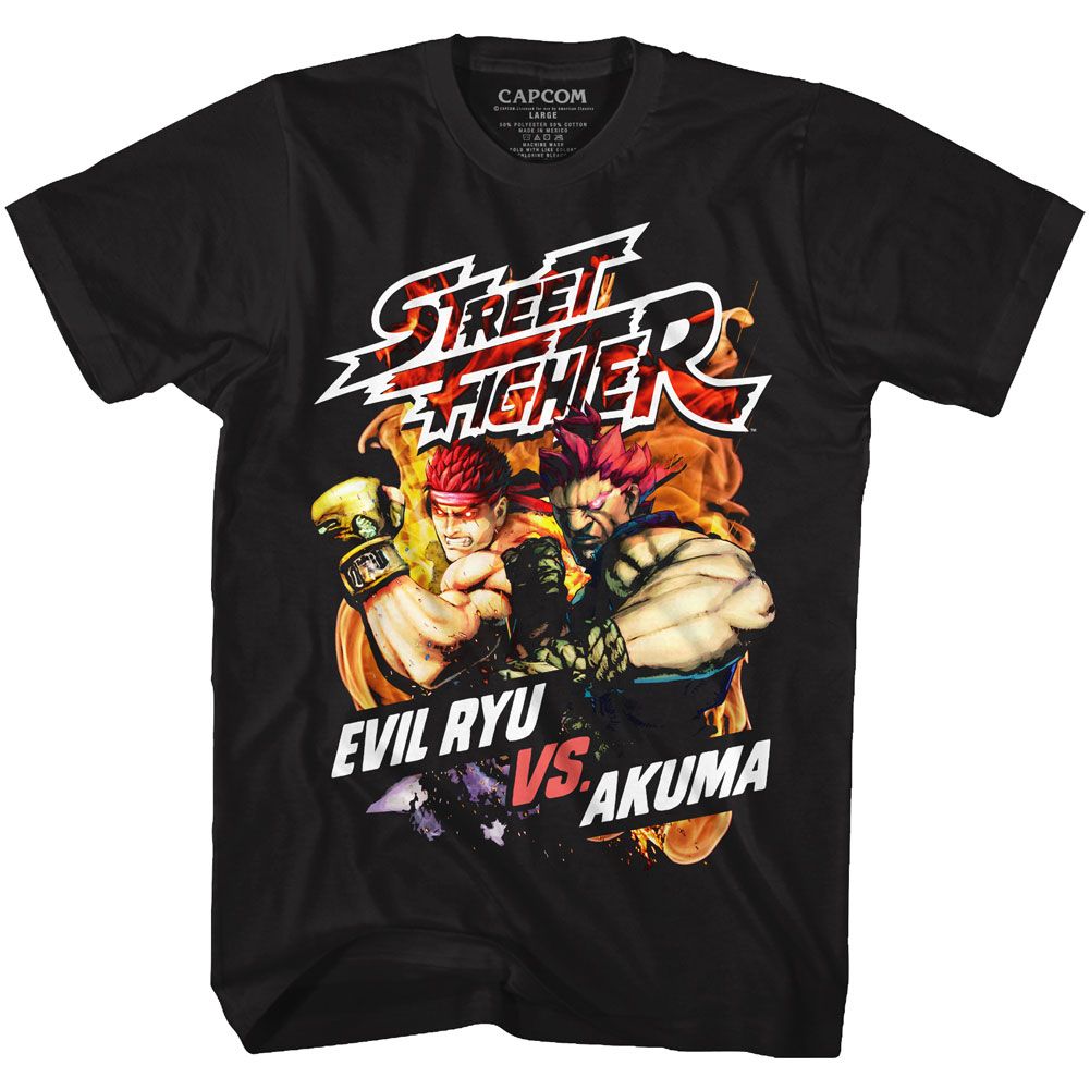 STREET FIGHTER-STREET FIRE-BLACK ADULT S/S TSHIRT