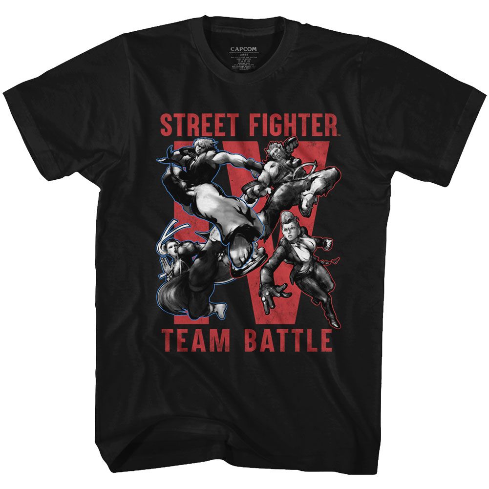 STREET FIGHTER-TEAM BATTLE-BLACK ADULT S/S TSHIRT