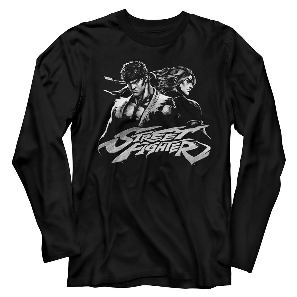STREET FIGHTER-TWO DUDES-BLACK ADULT L/S TSHIRT