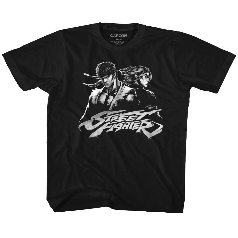 STREET FIGHTER-TWO DUDES-BLACK YOUTH S/S TSHIRT