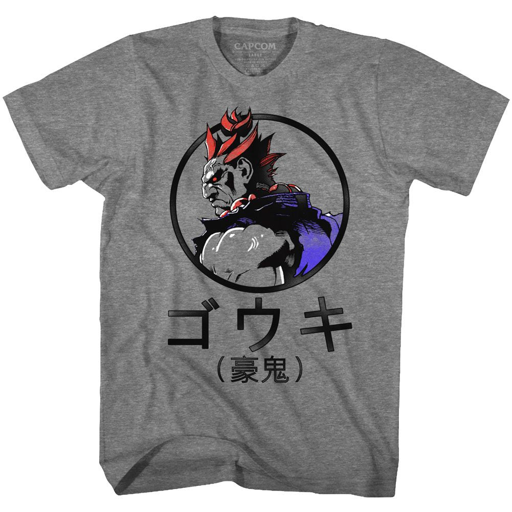 STREET FIGHTER-GOUKI-GRAPHITE HEATHER ADULT S/S TSHIRT