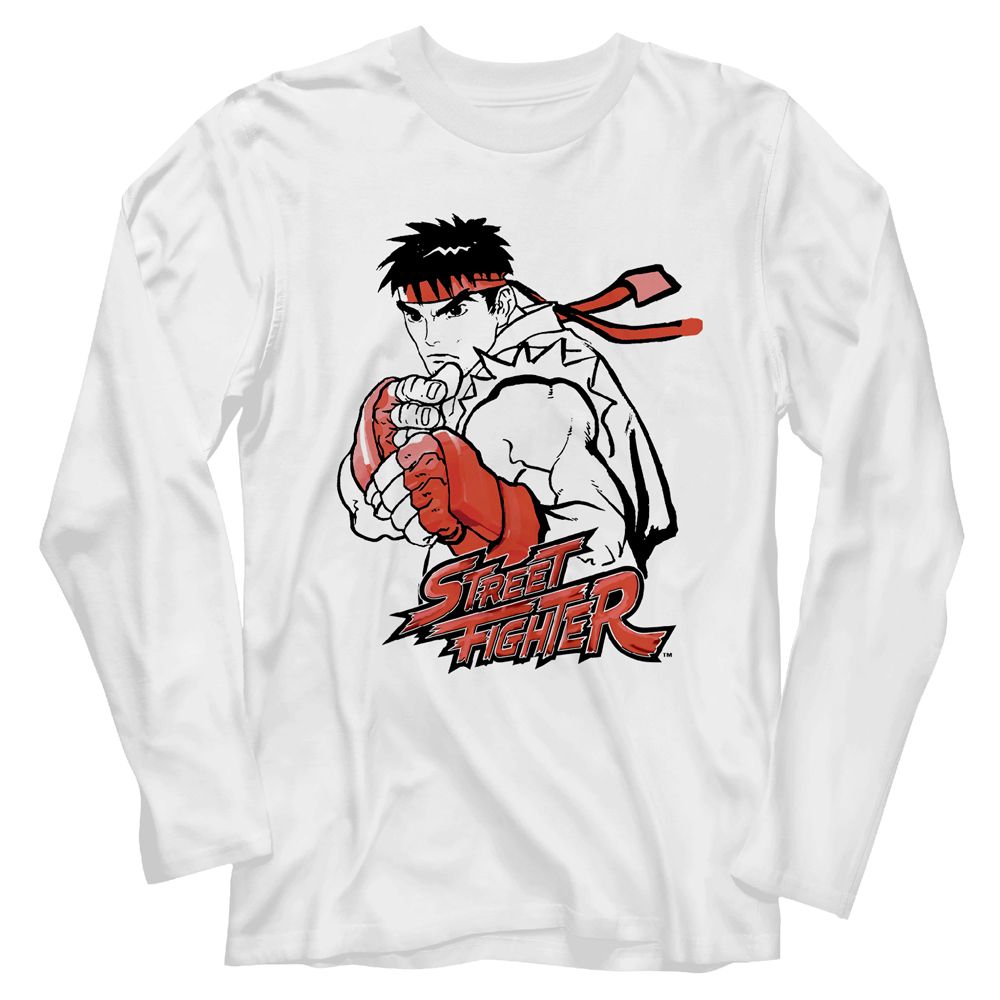 STREET FIGHTER-RYU RED-WHITE ADULT L/S TSHIRT