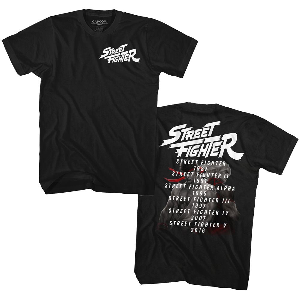 STREET FIGHTER-RELEASE DATES-BLACK ADULT S/S TSHIRT