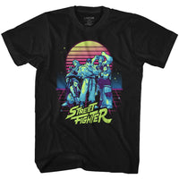 Thumbnail for STREET FIGHTER-SYNTHWAVE FIGHTER-BLACK ADULT S/S TSHIRT