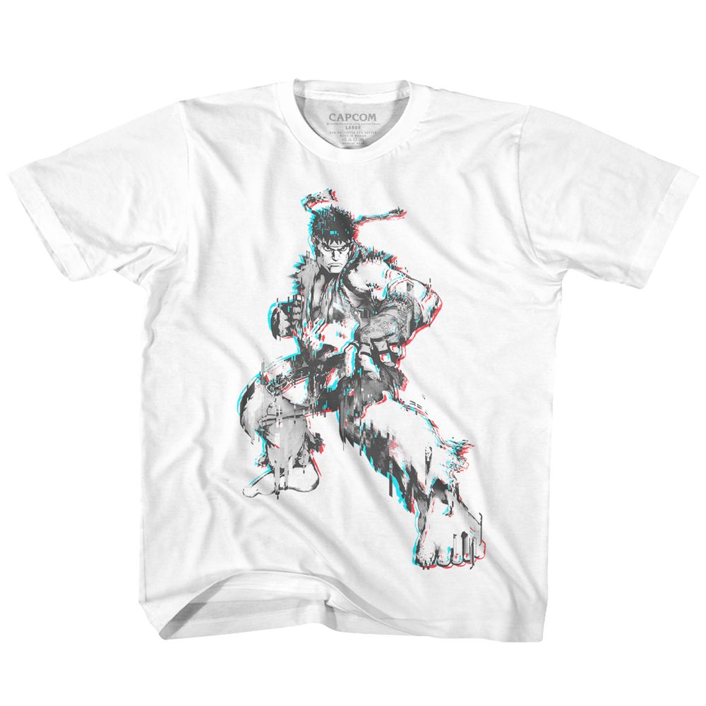 STREET FIGHTER-GLITCH FIGHTER-WHITE YOUTH S/S TSHIRT