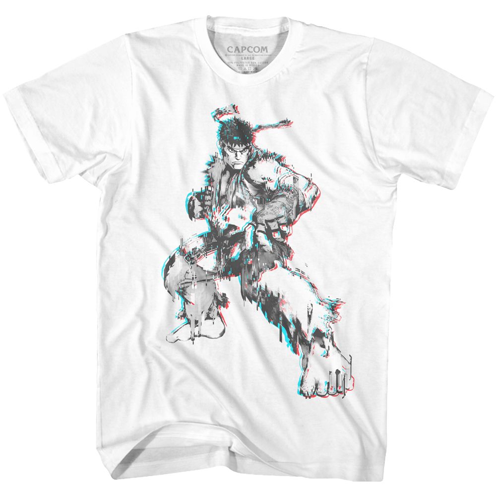 STREET FIGHTER-GLITCH FIGHTER-WHITE ADULT S/S TSHIRT
