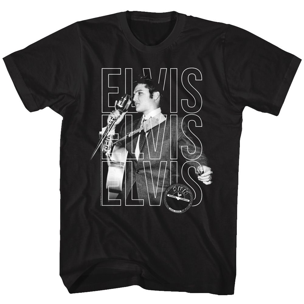 ELVIS SUN RECORDS-ELVIS REPEAT-BLACK ADULT S/S TSHIRT
