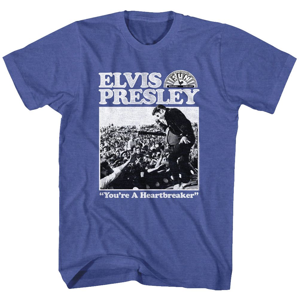 ELVIS SUN RECORDS-ELVIS HEARTBREAKER-ROYAL HEATHER ADULT S/S TSHIRT