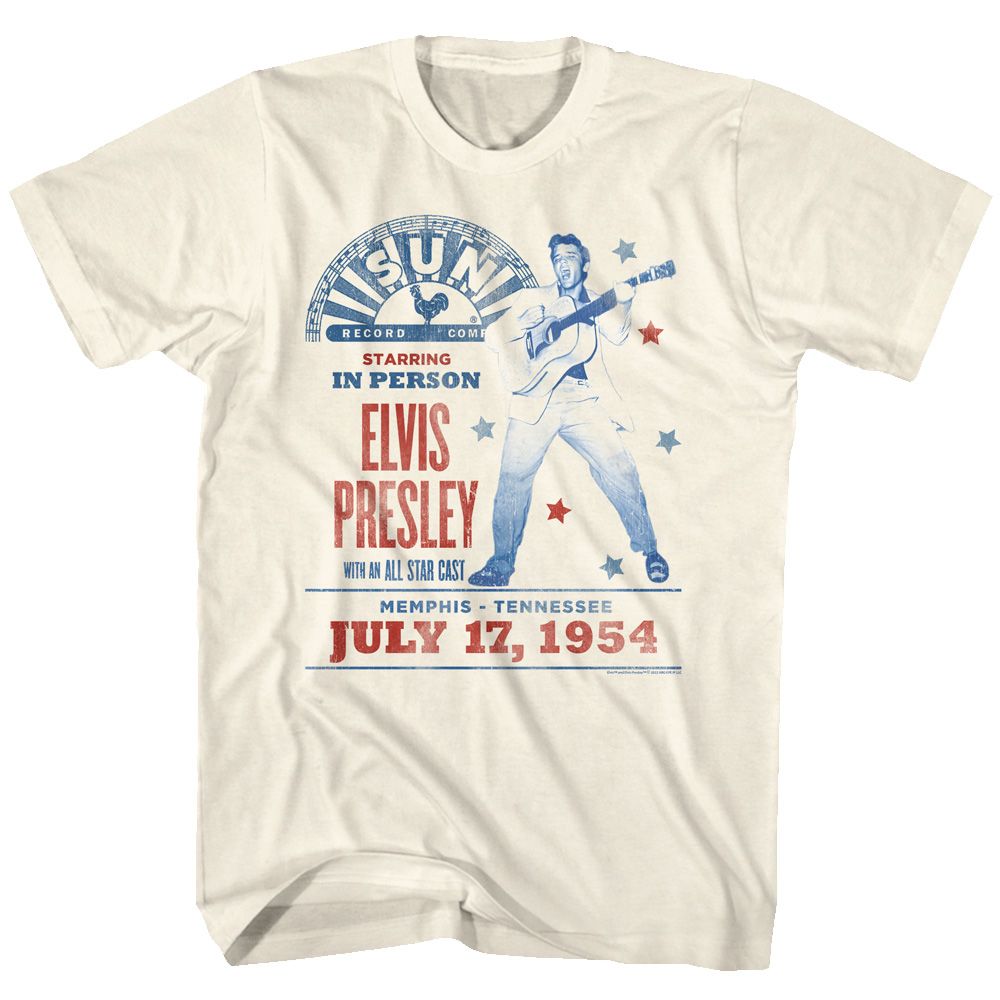 ELVIS SUN RECORDS-ELVIS CONCERT POSTER-NATURAL ADULT S/S TSHIRT