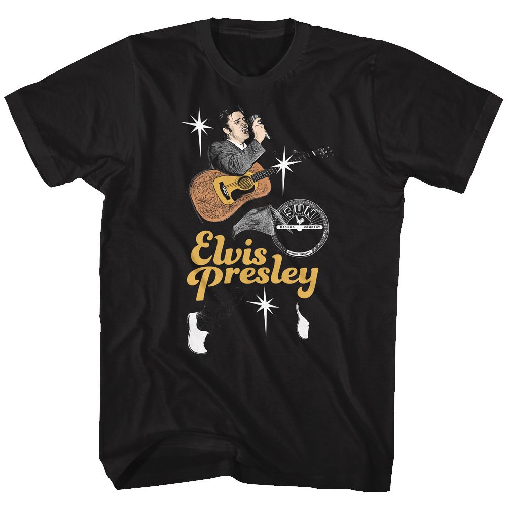 ELVIS SUN RECORDS-ELVIS SPARKLE-BLACK ADULT S/S TSHIRT