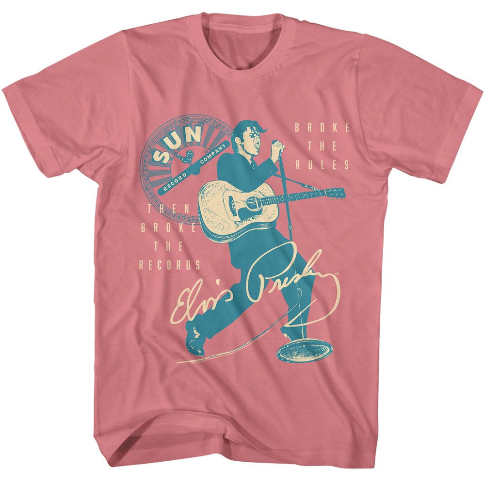 ELVIS SUN RECORDS-ELVIS SUN RECORDS BROKE THE RULES-MAUVELOUS ADULT S/S TSHIRT