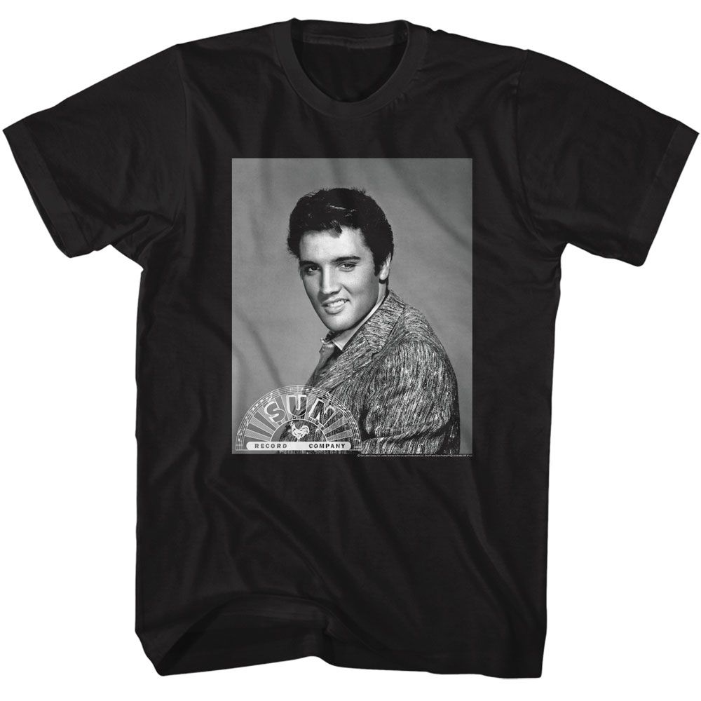 ELVIS - SUN RECORDS-ELVIS PORTRAIT-BLACK ADULT S/S TSHIRT