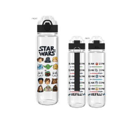 Star Wars Comic Cartoon  33oz Plastic Water Bottle w Locking Lid and Strap – 12 pc ppk ($9.00 each)