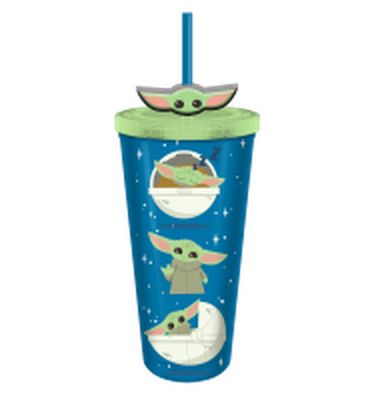 Star Wars Mandalorian Yoda Nom 24oz Plastic Cold Cup w/ Lid and Topper Straw – 12 pc ppk ($6.50 each)