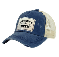 Thumbnail for BRIEF INSANITY Cowboys & Beer - Vintage Distressed Trucker Adult Hat