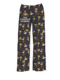 Thumbnail for Wile E. Coyote pajama pants with 'The Struggle is Real' text and classic cartoon poses – Warner Bros. Discovery