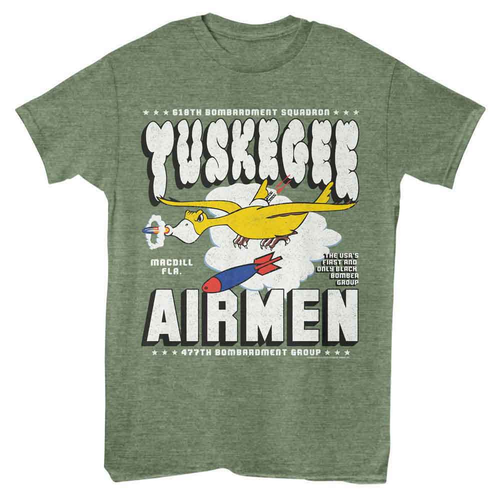 TUSKEGEE AIRMEN-TUSKEGEE AIRMEN 477TH BOMBER GROUP-MILITARY GREEN HEATHER ADULT S/S TSHIRT