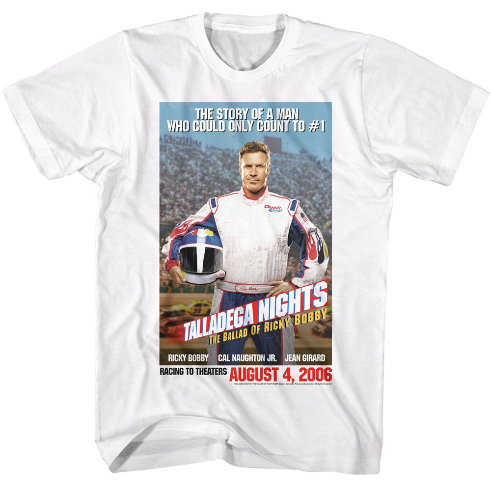 TALLADEGA NIGHTS-TALLADEGA NIGHTS MOVIE POSTER-WHITE ADULT S/S TSHIRT