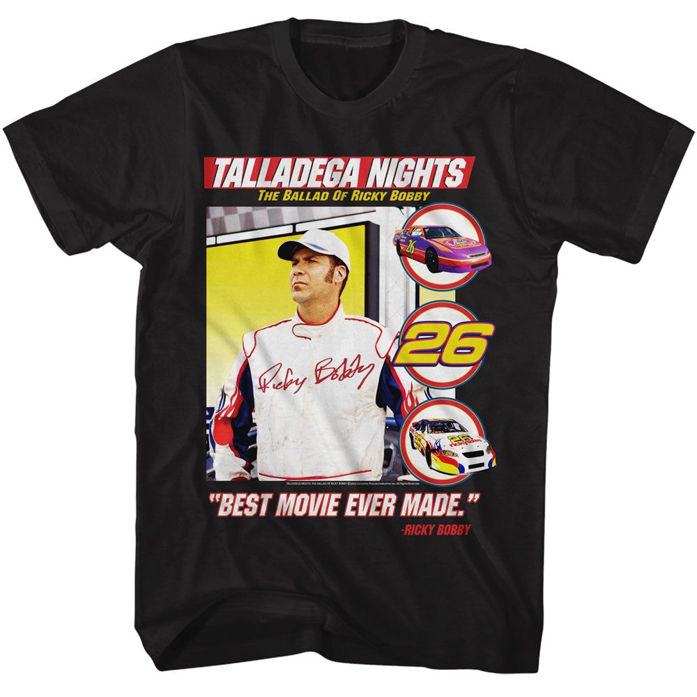 TALLADEGA NIGHTS-TALLADEGA NIGHTS BEST MOVIE EVER MADE-BLACK ADULT S/S TSHIRT