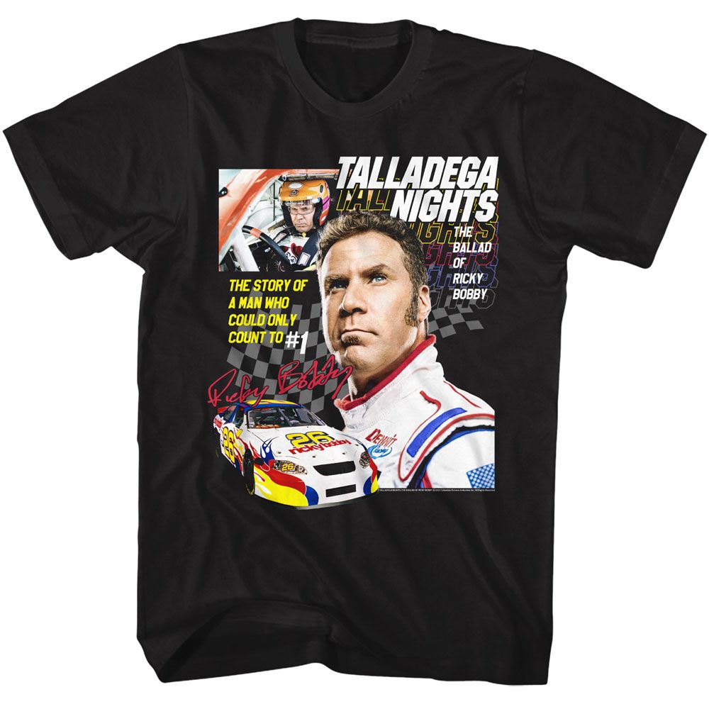 TALLADEGA NIGHTS-TALLADEGA NIGHTS COLLAGE-BLACK ADULT S/S TSHIRT