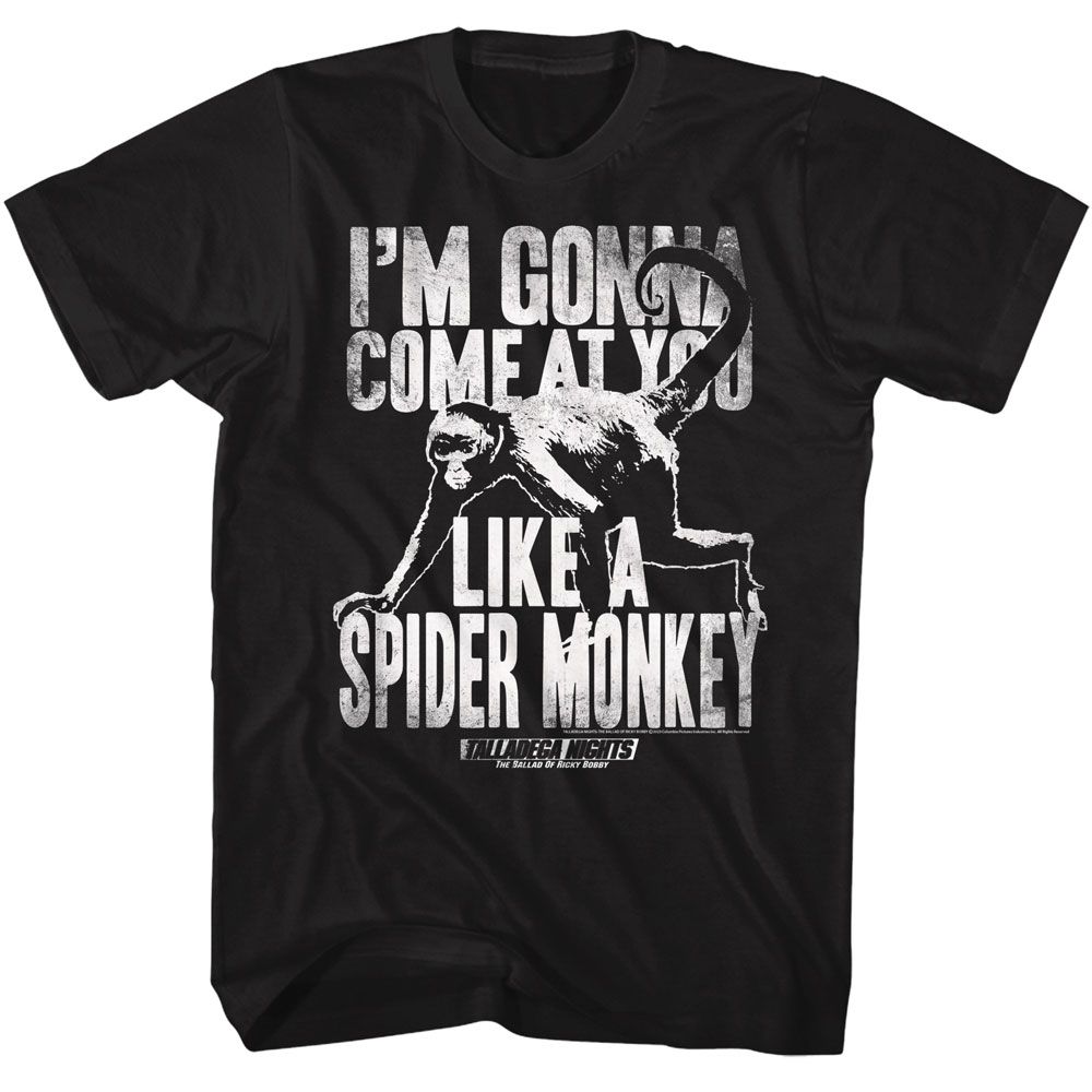 TALLADEGA NIGHTS-TALLADEGA NIGHTS LIKE A SPIDER MONKEY-BLACK ADULT S/S TSHIRT