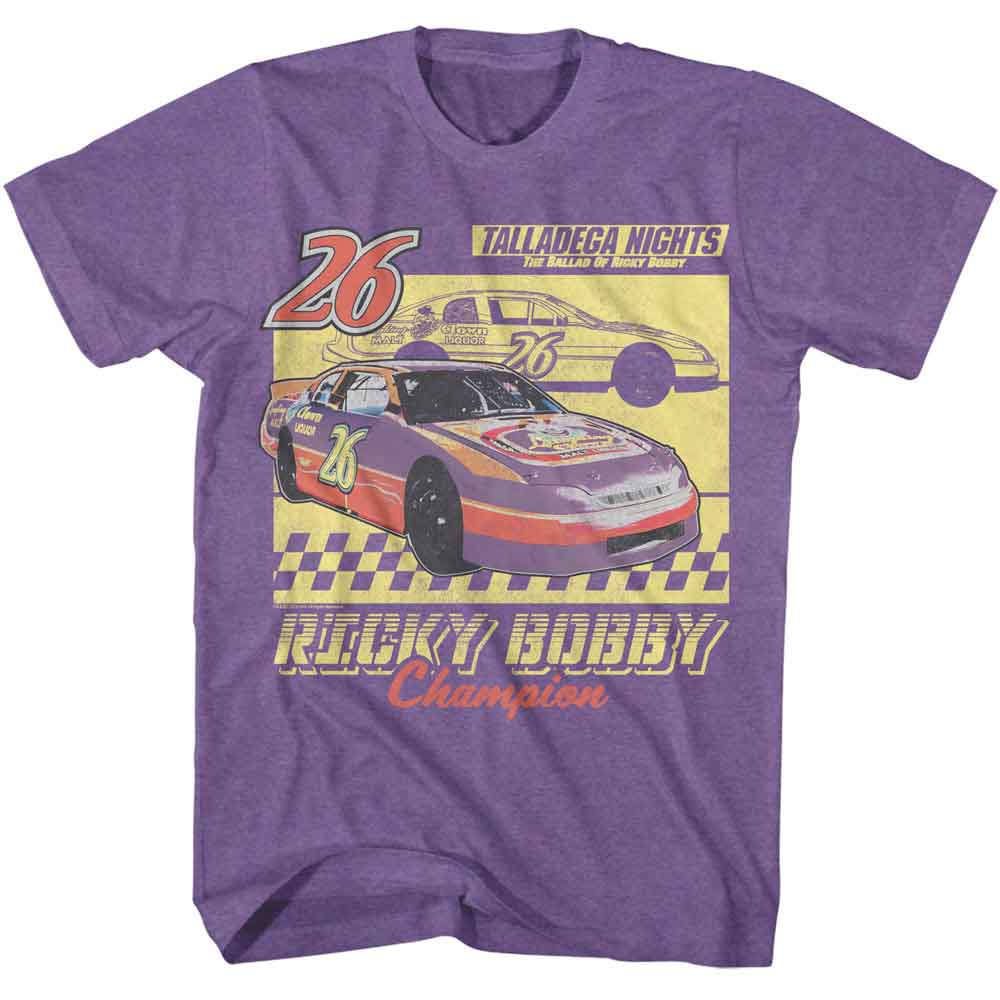 TALLADEGA NIGHTS-TALLADEGA NIGHTS LAUGHING CLOWN CAR OUTLINE-PURPLE HEATHER ADULT S/S TSHIRT