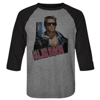 Thumbnail for TERMINATOR-ILL BE BACK-PREMIUM HEATHER/VINTAGE BLACK ADULT 3/4 SLEEVE RAGLAN