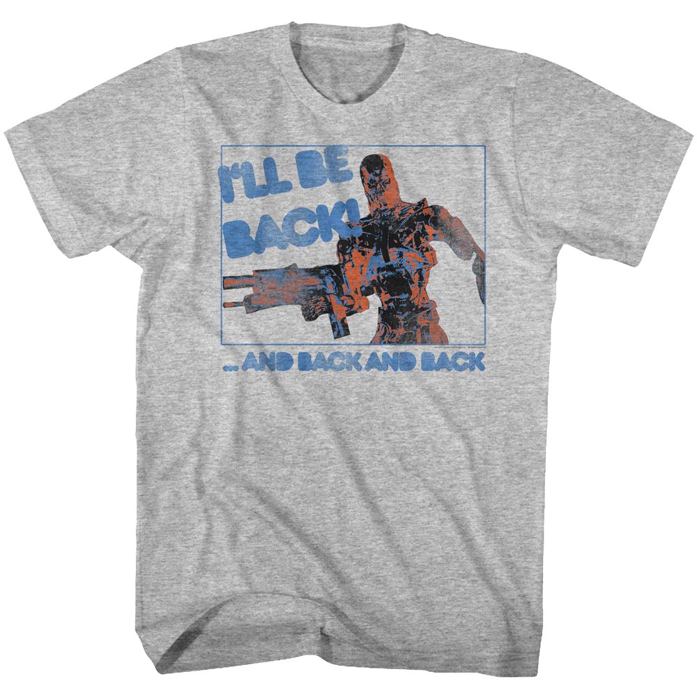 TERMINATOR-BE BACK-GRAY HEATHER ADULT S/S TSHIRT