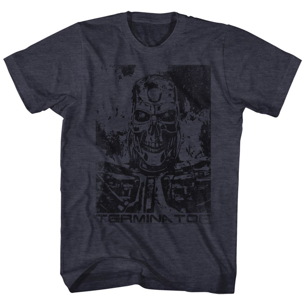 TERMINATOR-BLACK AND BLUE-NAVY HEATHER ADULT S/S TSHIRT