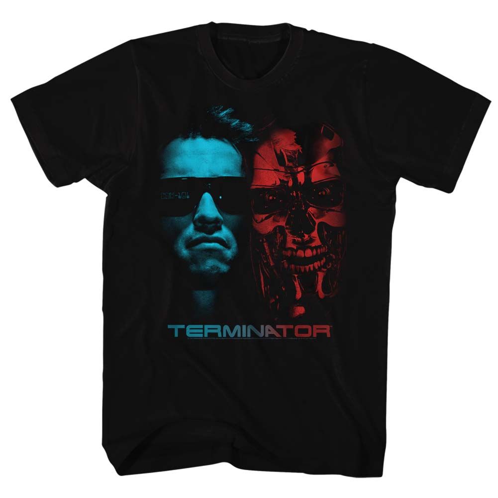 TERMINATOR-FACE OFF-BLACK ADULT S/S TSHIRT